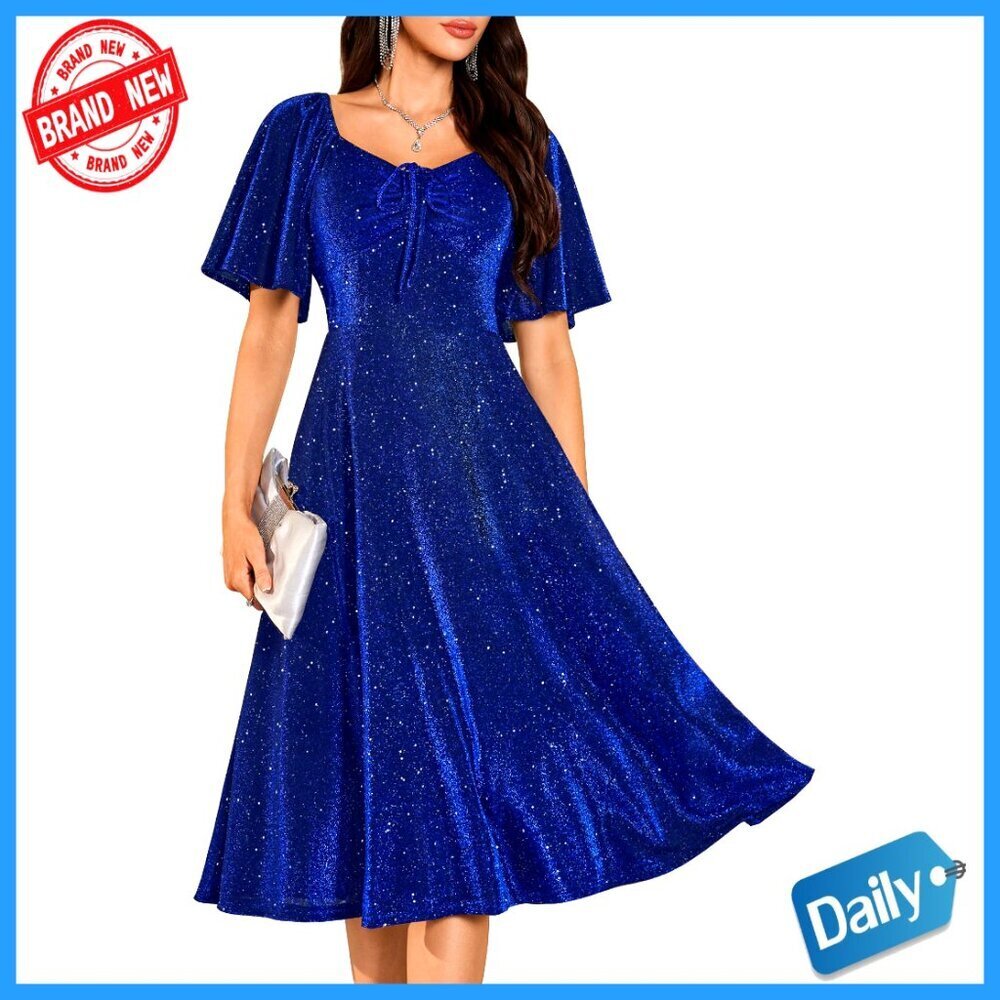 Sequin Formal Dress Sparkly Prom Gown Long A-Line Adjustable Corset Vintage